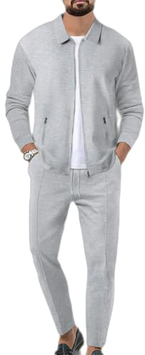 Veriliss Men's Tracksuits 2 Pieces Waffle Soft Hoodies Sweatsuit Sets Workout Top & Bottom Sets Sports Jogging Suit Set Trendy Catdigna Jacket Suit Summer Outfits