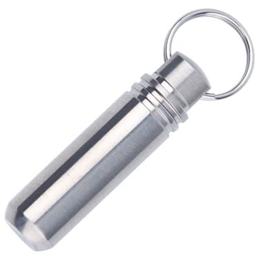 Kleine Pillendose Schlüsselanhänger,Titan Pillenbox Schlüsselanhänger Pillenhalter,Mini Micro Pillenbehälter,Wasserdicht Pillen Organizer Pillenflasche,für Büro,Camping,Wandern,Reisen
