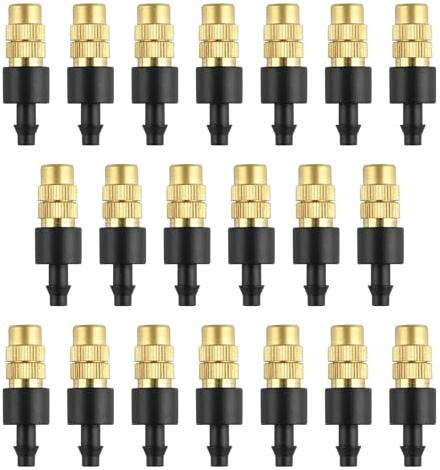 HUAZIZ 20 Stücke Stücke Bewässerungsdüse aus Messing, 4/7 mm Zerstäubungsmikrosprinkler, Einstellbar Kupfer Bewässerung Düse für Gartenbewässerung Gewächshaus Sämling Bewässerung