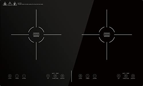 Panana Induction Hob 2 Zone, Electric Hob 2 Ring, Domino Hob Self-Sufficient, 29CM Built-in Hob 3500W, Rotary Knob Control, 9-Power Levels, No Plug