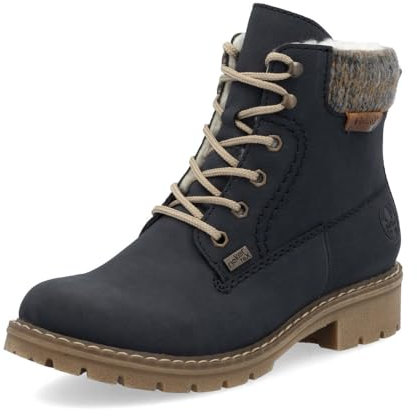 Rieker Damen Schnürstiefeletten Y9118, Frauen Stiefeletten, wasserabweisend, riekerTEX,Winterstiefeletten,Winterschuhe,Boots,blau (14),41 EU / 7.5 UK