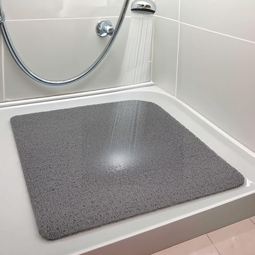 Nicoman Loofah Tapis de Douche antidérapant en PVC pour Zone Humide à l'intérieur de la Douche, séchage Rapide, résistant aux bactéries et à la moisissure, Bord incurvé, carré, Taille S, 53 x 53 cm