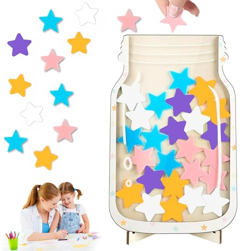 WEILONGB Bocal De Récompense Étoile pour Enfant,Tableau de Récompenses pour Enfant, Star Reward Jar,Pots De Récompense De Bon Comportement pour Garçons Et Filles (Les étoiles)