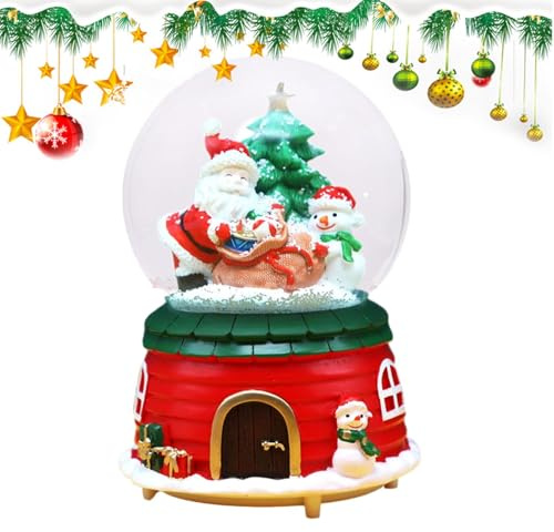 Carillon con globo di neve a LED, sfera di 'albero di Natale, 2024 nuove decorazioni natalizie per carillon, luce notturna musicale con palla di neve, ornamento da tavolo