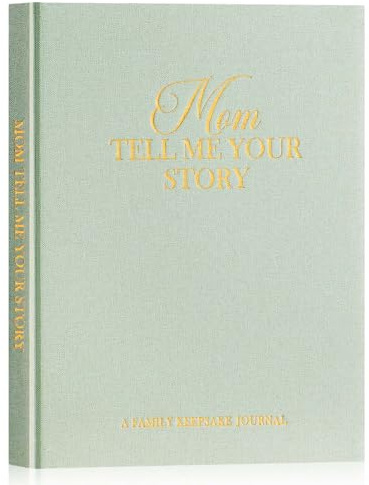 Lanpn Mom Life Story Book Guided Journal med 270 + uppmanningar, linne inbunden mamma minne minnesdagbok för att dela sitt liv och kärlek, mors dag födelsedag julklapp till mamma, salviagrön