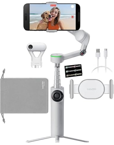 Insta360 Flow 2 PRO Gimbal Stabilizer for Smartphone, AI Tracker Bundle, 3-Axis Stabilization, Built-in Tripod, Deep Track 4.0 Auto Tracking Phone Stabilizer Creator- Gray