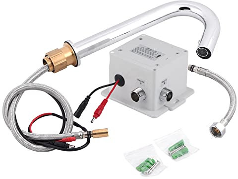 Automatic Sensor Faucet, Brass Infrared Water Tap Activated Hands Proof Faucet with Hose for Bathroom Basin Kitchen Sink