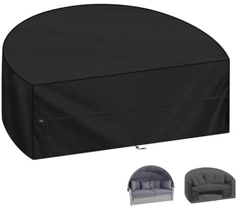 LAMUNI Abdeckung Sonneninsel Schutzhülle für Liegeinsel 205x110x80cm | Garteninsel Abdeckung Halbrund Sonneninsel Abdeckplane Wasserdichte 420D Oxford Garteninsel Abdeckhaube für Sonneninsels