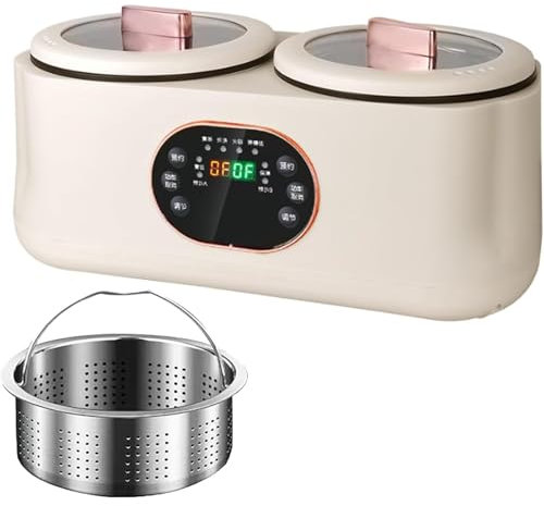 Slow Cooker Doppia Automatica con touch screen intelligente da 1.8L + 1.8L, 1200W, 8 ore di mantenimento del calore, sei funzioni, due pentole e doppio Controlli, utilizzati in cucine e ristoranti