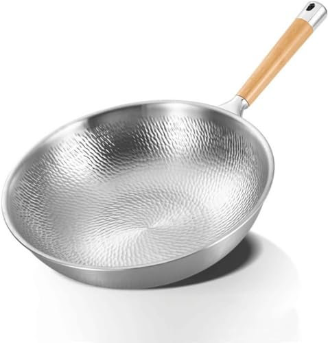 Antihaftbeschichteter Wok-Kochtopf – handgehämmert, 34 cm, gaskompatibles Küchenkochgeschirr, ideal zum Rühren, langlebig und leicht zu reinigen, perfekt für Hobbyköche und asiatische Rezepte.