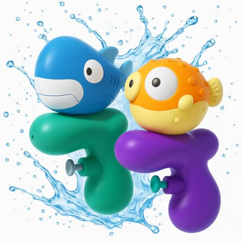 Pistola ad acqua ABS per ragazzi e ragazze, set da 2 pezzi, 80 ml a spruzzo, 2-6 m di portata, giocattolo da bagno per giardino, spiaggia e vasca da bagno
