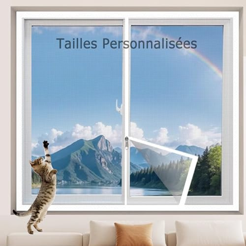 DUOLEH Moustiquaire pour Fenêtres Filet de Protection pour Chat | Barrière Chat Balcon, Détachable Net Lavable pour La Maison, Filet Écran Insecte pour Balcons Terrasses
