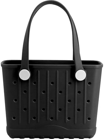 Mangoxel Small Rubber Beach Bags Creative EVA Beach Totes Waterproof Travel Bag Anti-tilting Handbag for Beach, Picnic, Sports, Yoga (Black)