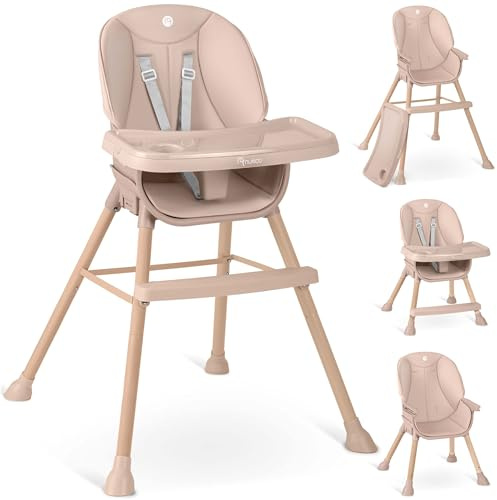 Nukido Hochstuhl Baby Kinderhochstuhl Verstellbar mit abnehmbarem Tablett ab 6 Monaten bis 15 kg Rosa Tilo
