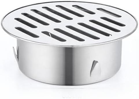 StarRing Siphon de sol rond en acier inoxydable, grille en acier métallique pour douche, filtre anti-colmatage, balcon extérieur, cour, outils ménagers (90 mm)