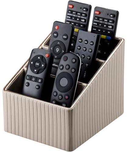 KINGFOM Soporte para mando a distancia, de piel sintética, soporte para mando a distancia de TV para mesita de noche/mesita de noche, organizador de escritorio de oficina, soporte para lápices para