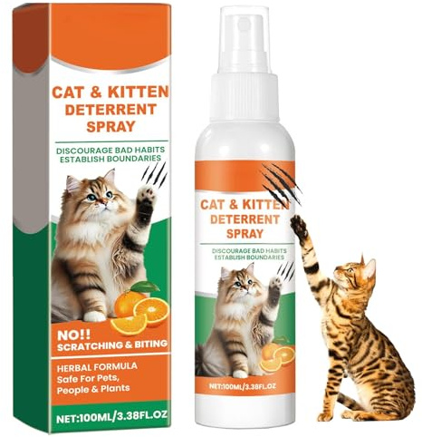 Cat Repellent Natural Anti-Scratch Cat Deterrent Spray –Safe & Effective for Indoor &Outdoor Use. Protects Furniture, Sofas, Rugs & Restricted Areas, New Formula for Better Behavior Training