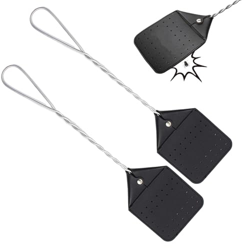 Flyswatters Pesados, swatter swatter PU Cuero swatters con Mango de Metal 17.2 Flyswatter para Moscas Inicio Interior al Aire Libre