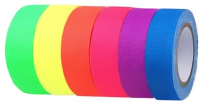 Fluoreszierendes Klebeband, 6 Farben, 15 mm x 5 m, UV-reaktives Baumwollband for Partydekor, Ball-/Bar-Dekorationen, DIY-Bastelarbeiten unter Schwarzlicht