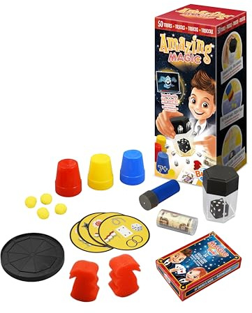 BUKI 6063 - Zauberkasten – Amazing - Zauberset für Kinder ab 7 Jahren – 50 magische Tricks mit Zubehör & Online-Videos – Lernset für Zaubershow mit Würfelexplosion, Münzentrick & Kartentricks