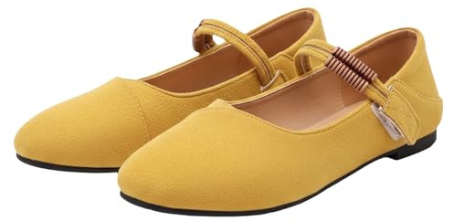 Ballerinaskor dam ballerina skor remballerina platta skor loafers bröllopsskor klädskor damskor eleganta och bekväma pumps tofflor slip-on sneakers halvskor fritidsskor, GUL, 39 EU
