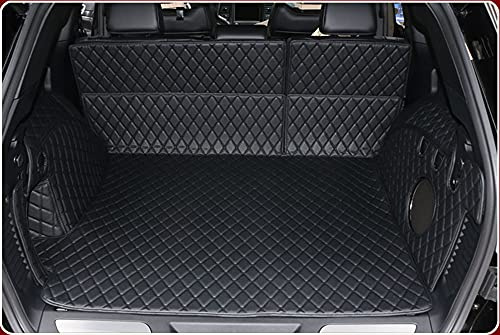 FHJBP Kofferraummatte für Jeep Grand Cherokee WK2 2011–2021, Rückenlehnenschutz, beide Seitenteile, Schwarz mit schwarzen Nähten