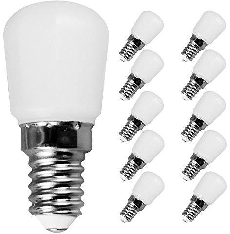 NCC-Licht 10x LED Lampe T26 Röhre E14 2W Warmweiß 2700K | LED Leuchtmittel ersetzt 15W Glühlampe mit E14-Sockel, ideal für Kühlschränke und Dunstabzugshauben