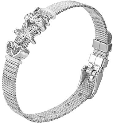 Heideman Armband Damen Mesh Charmband Zirkonia weiß | Funkelndes Geschenk für besondere Anlässe - festlich, hautfreundlich, nickelfrei und alltagstauglich