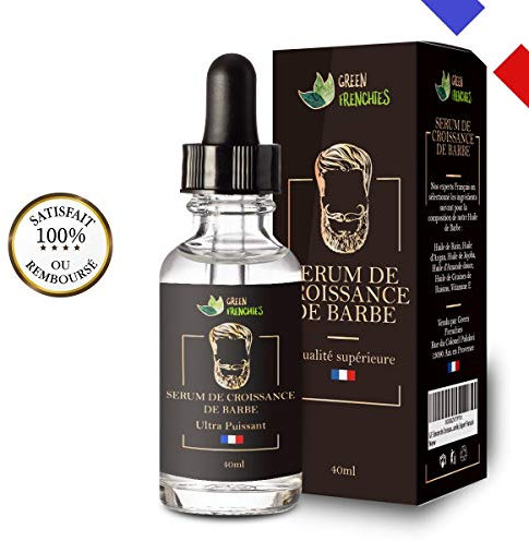 G.F. Serum Croissance Barbe, Huile à Barbe, Huile hydratante pour Barbe, Huile de Ricin naturelle, Expert français