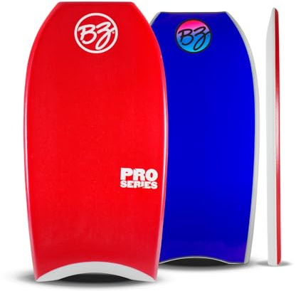 BZ Bodyboards Pro Series 42 Inch (Red) Zero-G Polypro Core, Surlyn Slick, 8LB H-Cell Deck, Crescent Tail, Graphic Slick, for Men, Women, Kids Durable, Surfing Waves Ocean Summer Fun Beach Water