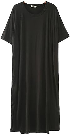 DSJJ Camicie da Notte Donna Modale Sexy Vestiti Premaman Donna estive Pigiami Gravidanza Maniche Corte Taglie Forti (Nero,Taglia Unica)