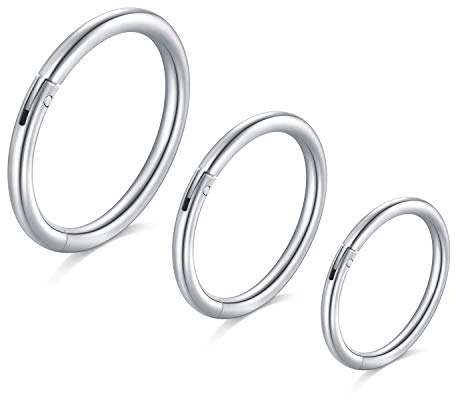 Longita 16G Helix Piercings Chirurgenstahl Septum Piercing Tragus Knorpel Ohr Hinged Segmentring Clicker Ring Nasenpiercing Lippenpiercing 3 Stück