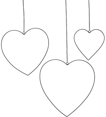 Herzen Dekohänger Eisen schwarz H 20-35 cm 3er Set
