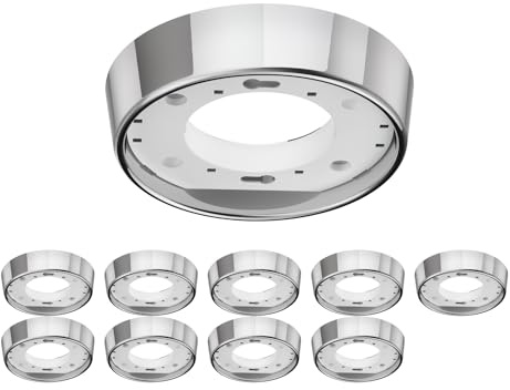 ledscom.de 10 Stück Deckenleuchte/Lampenfassung INEL, chrom glänzend, 1x GX53 max. 25W