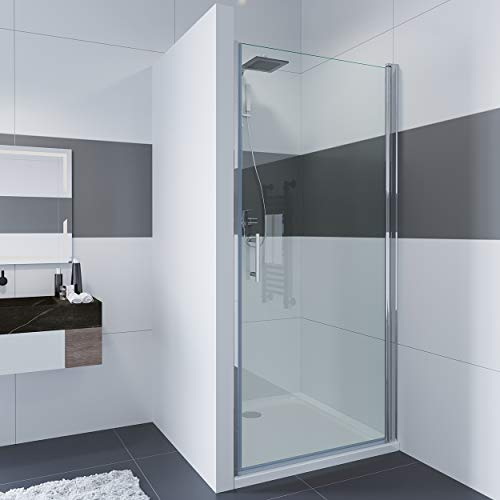 IMPTS Duschtür 100cm Pendeltür Dusche Nischentür Drehtür Einzeltür Duschabtrennung Glas Schwingtür Nische,195cm Höhe
