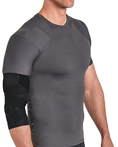 Tommie Copper Pro-Grade Compression Elbow Sleeve, Unisex, Men & Women, Adjustable Ultimate Support Sleeve for Tennis Elbow, Inflammation & Golfers Elbow - Black - Medium
