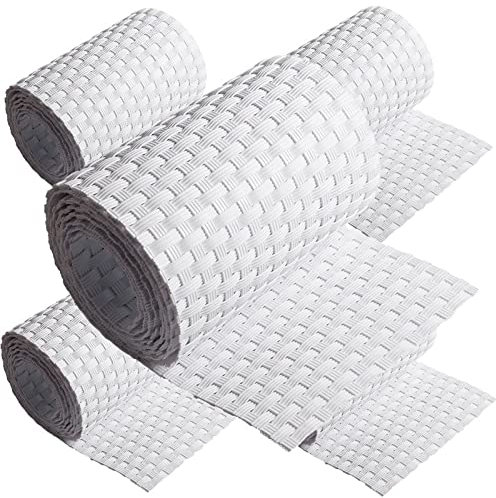 5 strisce frangivista in polyrattan per recinzioni a doppia asta, rattan sintetico, 19, 255 cm, colore bianco