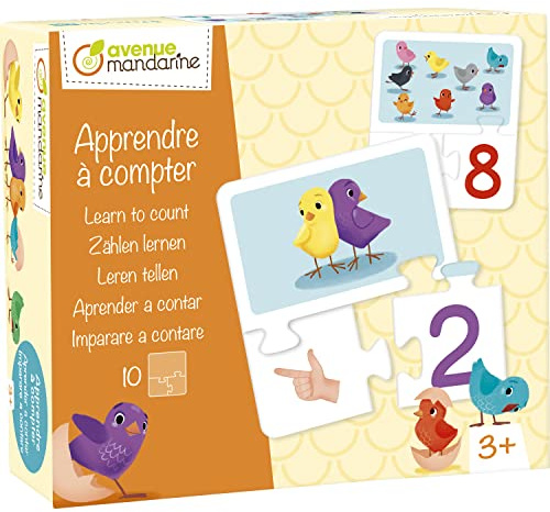 MY MANDARINE JE529C - Lernspiel mit 10 Puzzles (3 Teilen), ab 3 Jahren, Zählen lernen, 1 Stück