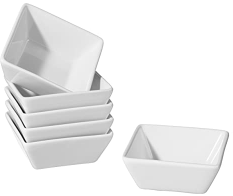 METRO Professional Lot de 6 grands bols à tapas carrés blancs en porcelaine - Vaisselle à salade - Vaisselle pour micro-ondes - Bol de service pour salade, soupe, pâtes