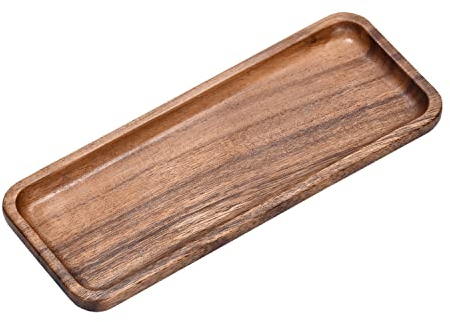 MYUANXI 32x12.5cm Acacia wooden tray Handmade Solid wood rectangle small tray for tea or coffee bathroom key Serving Tray for Display Fruit Snacks Appetizer Sushi Food Decor Platter