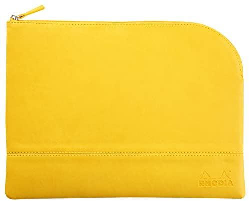 Rhodia 116748C - Rhodiarama pochette zippé en simili cuir italien - taille L (21x28 cm) JONQUILLE