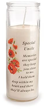 David Fischhoff - Special Uncle Glass Jar Memorial Wax Candle with Verse Graveside Grave Ornament
