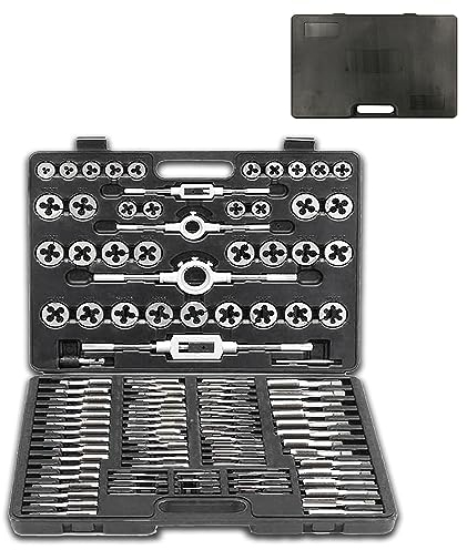 SUBTLETY Gewindeschneider Set 110 TLG. Gewindeschneidsatz Metrisch M2-M18 Wolframstahl Hohe Präzision Gewindebohrer Set Profi Schneideisensatz Gewinde Schneider Bohrer Werkzeug Set für DIY Heimwerker