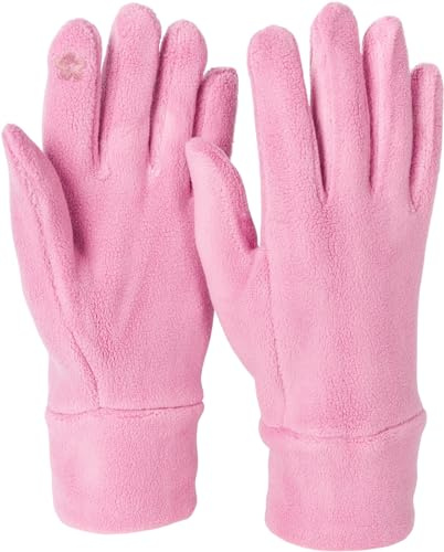 styleBREAKER Damen Touchscreen Handschuhe Fleece | Leitfähige Fasern für Displays, wärmendes Gewebe, extrem elastische Einheitsgröße für 16-21 cm Handumfang (Gr. 6-8).