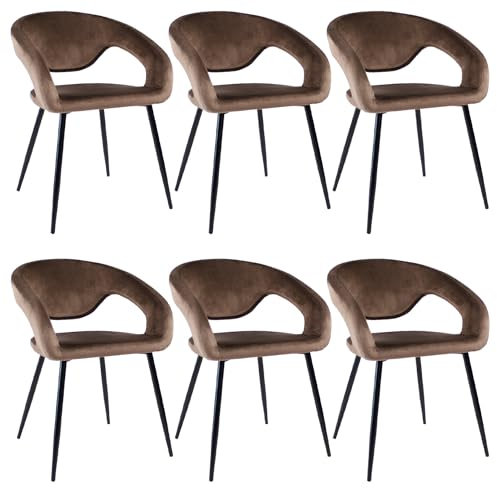 Kick Collection 6er Set Esszimmerstühl Lenn Velvet - Samt - Taupe - Modern und Hochwertig - Samtstoff und Metall - Erhältlich in vielen Farben