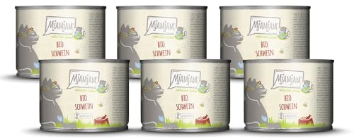 MjAMjAM - Nourriture Humide Premium pour Chats - naturellement délicieux - Bio Porc, Paquet de 6 (6 x 200g), sans céréales avec Extra Viande