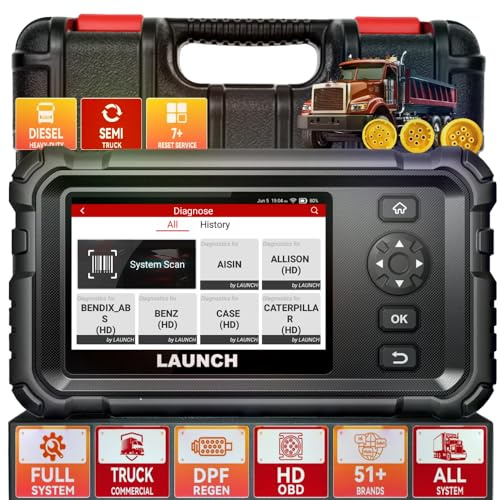 LAUNCH CRP129 HD Heavy Duty Truck Scanner with DPF Regen Injector Cutoff, Full System Diesel Diagnostic Scan Tool for Cummins Caterpillar Pickup Tractor & More Commercial Vehicle Semi-Trucks