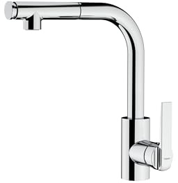TEKA Grifo de Cocina Monomando, Caño Alto Giratorio, Maneral Extraíble con Fijación Magnética, Aireador Anticalcáreo, Latiguillos Flexibles 3/8, Cromo, Modelo IN 938 PLUS