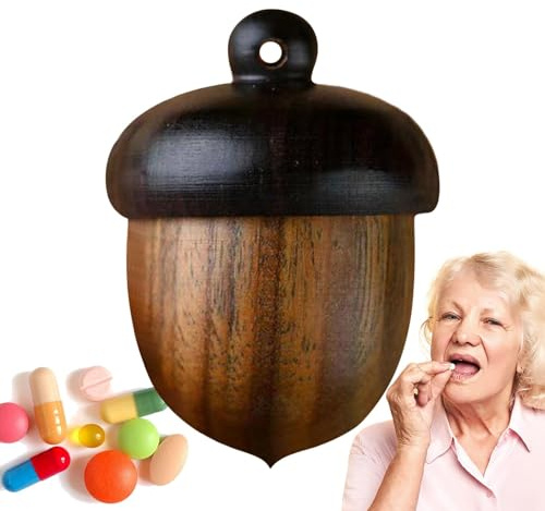Pillendose – Pillen-Organizer, niedlicher Schmuck-Accessoire-Organizer, Pinienkern-Form, , tragbare Pillendose, Medikamenten-Pillen-Organizer für Geldbörse, Tasche, als Anhänger, für Männer,