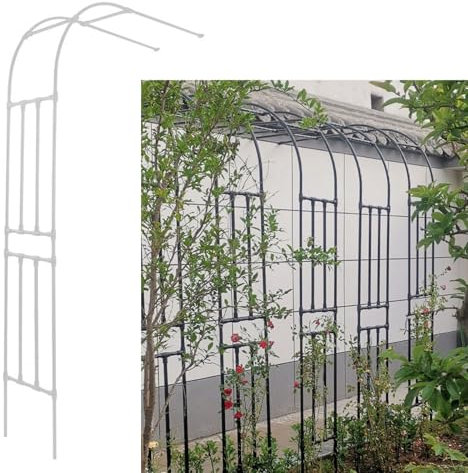 Weißer Gartenbogen Rankgitter für Kletterrosen, Reben, dekorative Pergola-Laube für Hinterhof, Rasen, Hof, 60 x 240 x 40 cm